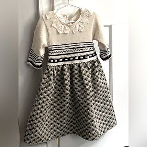 Sharan Two-Fabric Cream and Black Dress y.